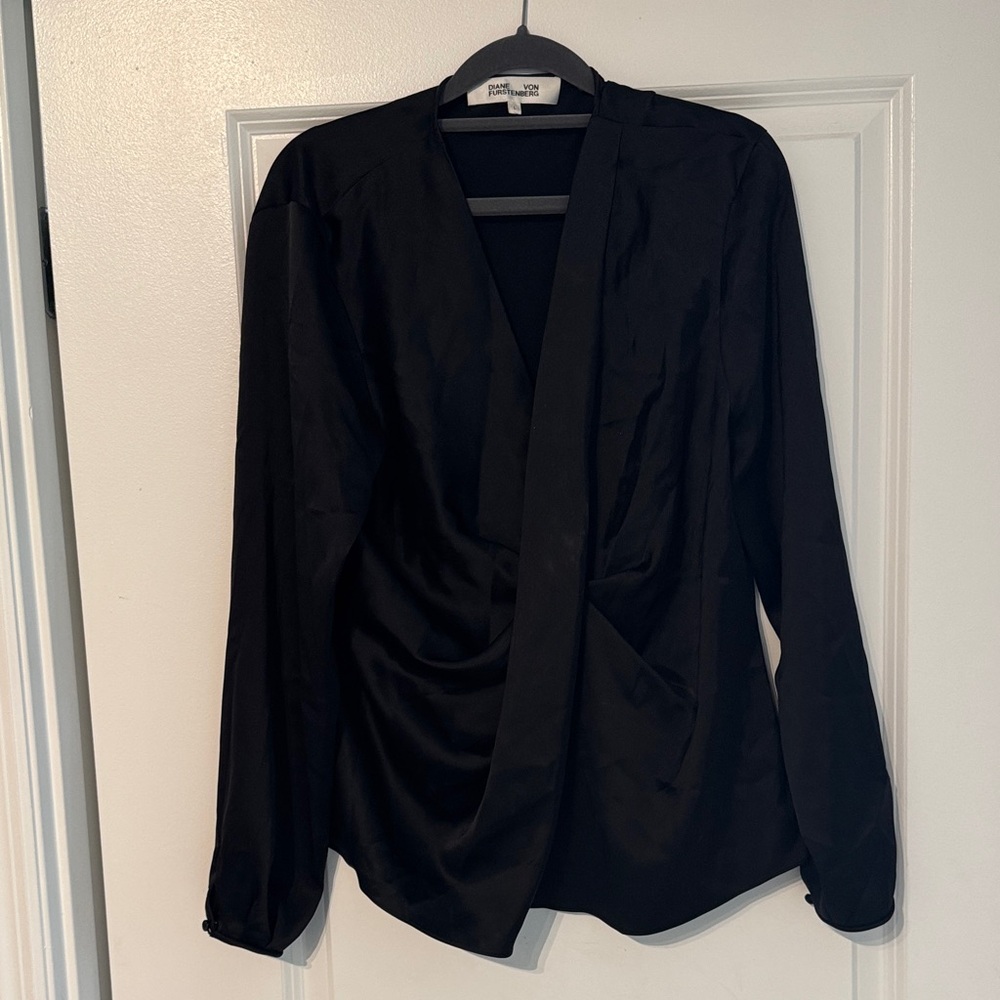 Diane Von Furstenberg Muriel Draped Long Sleeve Blouse